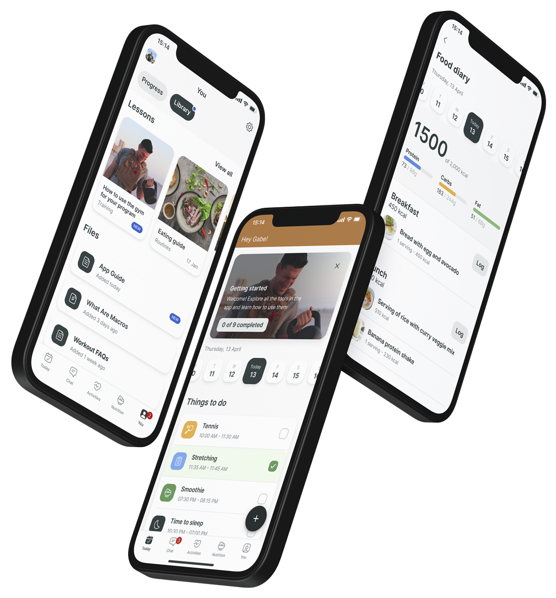 A mockup of the coaching app showcasing the features.